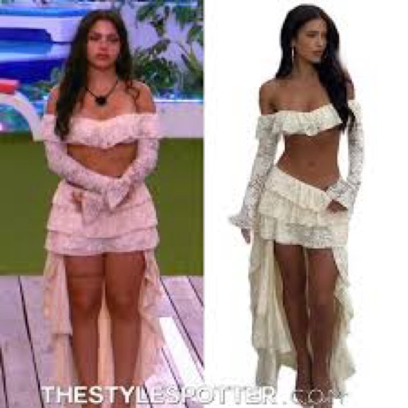 HUDA OUTFIT: Elegant Cream High Low Skirt - Picture 1 of 5